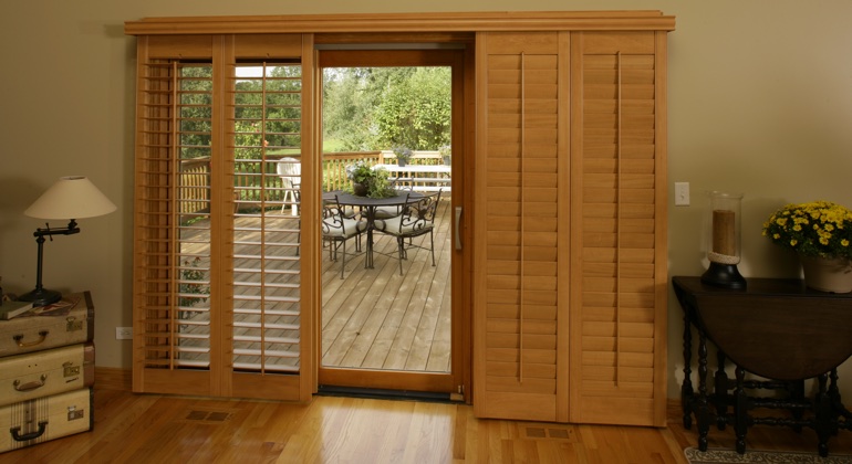 Bluff City wood shutter sliding door